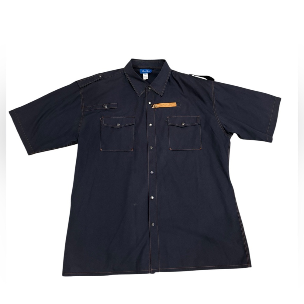 Bruno Conte Men’s Navy Blue Casual Button Up Shirt- size 3XL